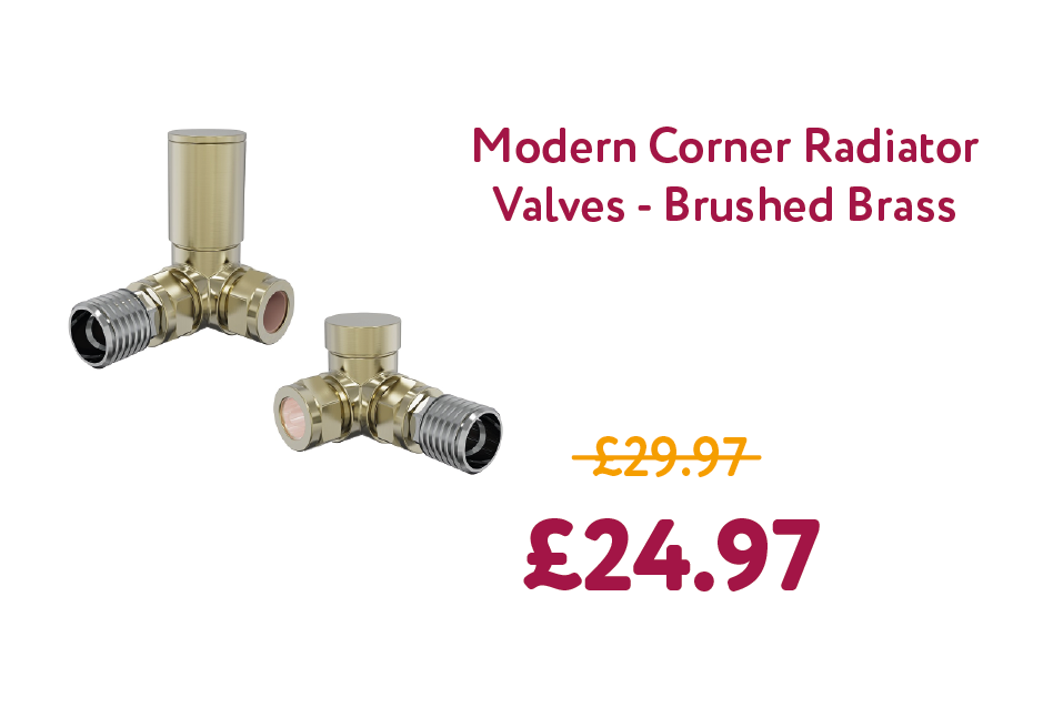 Modern Round Corner Radiator Valves - Brushed Brass