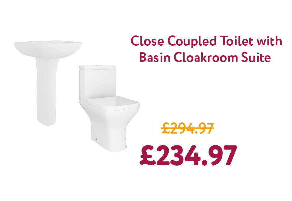 Feel Curved Close Coupled Toilet with 560mm Basin Cloakroom Suite