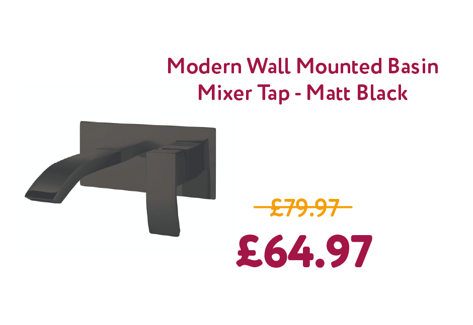 Camden Modern Wall Mounted Basin Mixer Tap Matt Black