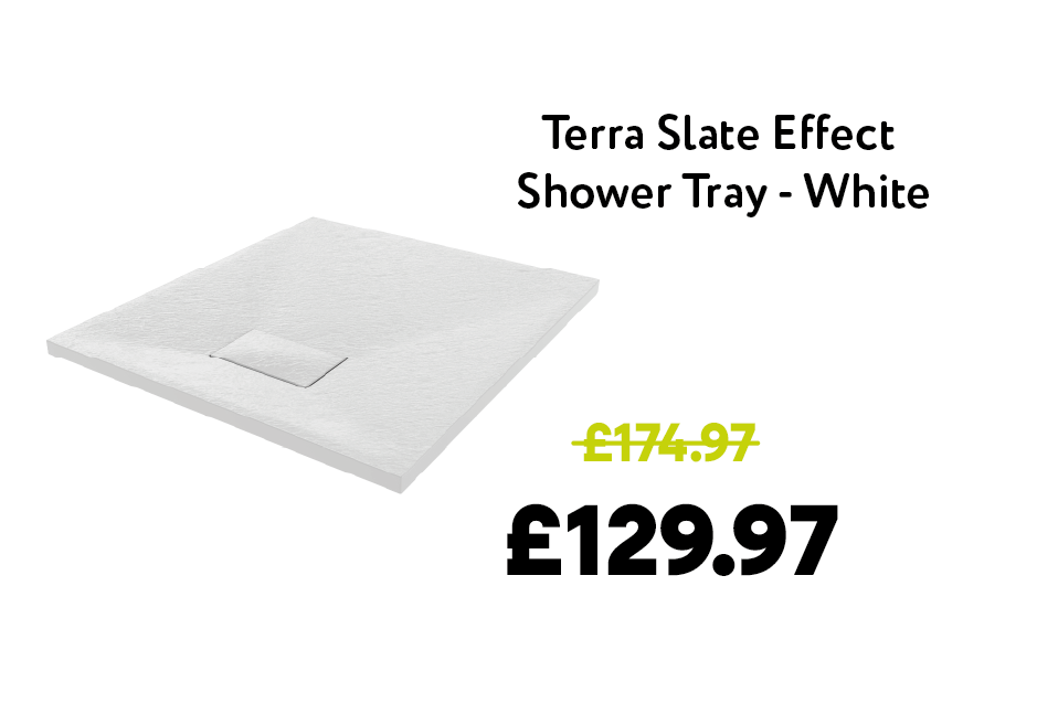 Terra - 800x700mm Slate Effect Rectangle Shower Tray White