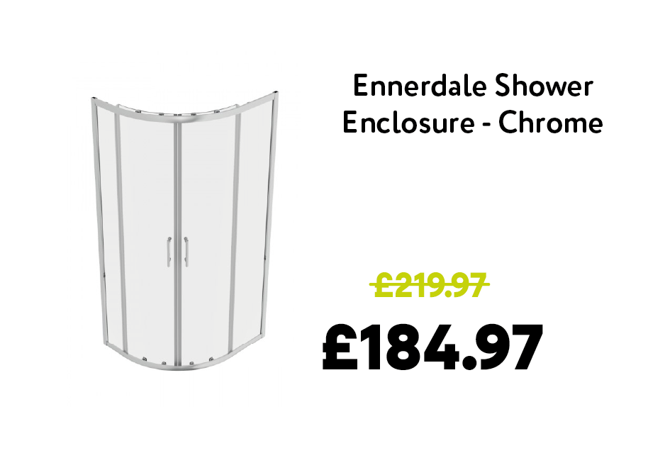 Ennerdale - 900 x 760mm Offset Quadrant Shower Enclosure - Chrome