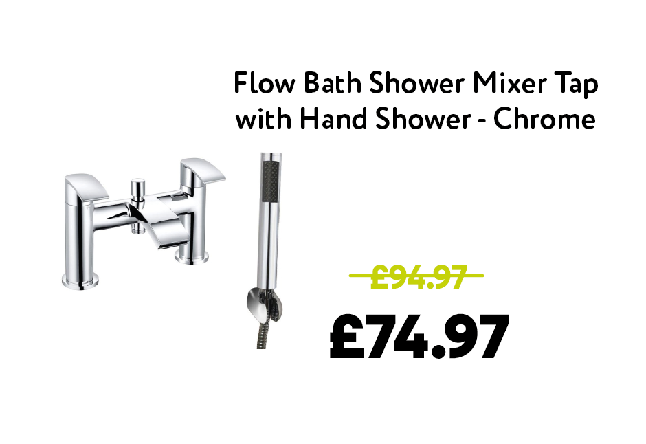 Flow Modern Bath Shower Mixer Tap with Hand Shower - Chrome