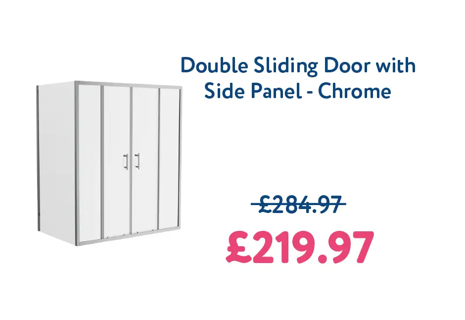 Ennerdale 1600mm Double Sliding Door with 700mm Side Panel - Chrome