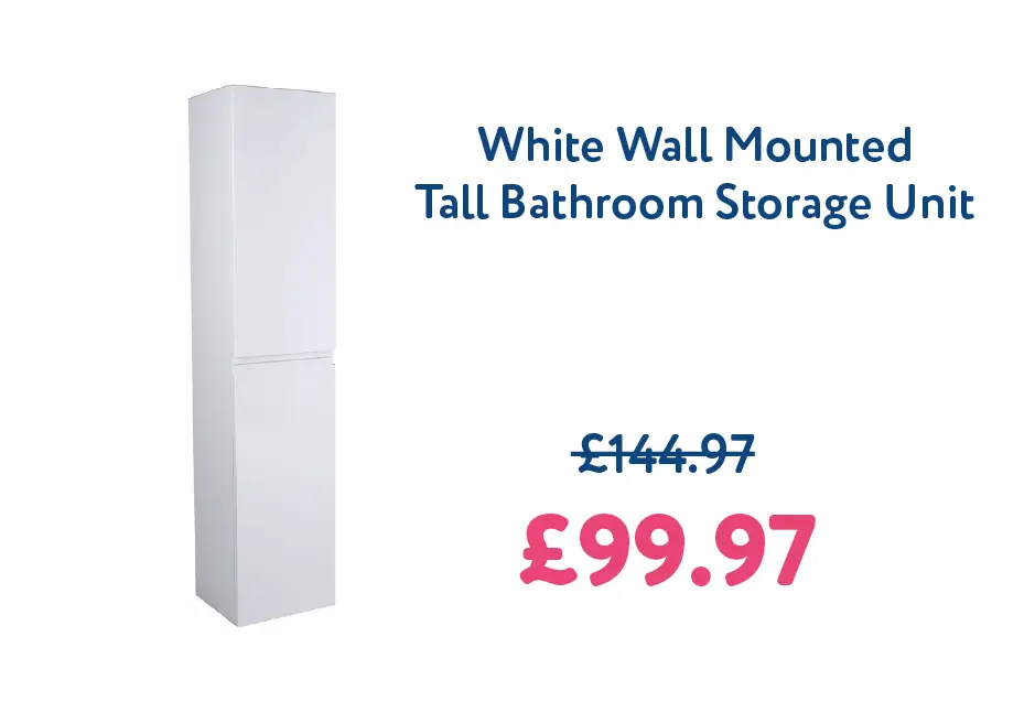 Tonic White Wall Mounted Right Hand Tall Bathroom Storage Unit