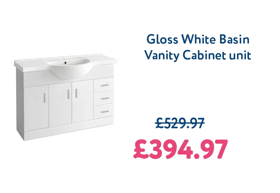 Absolute II 1200mm Gloss White Basin Vanity Cabinet unit