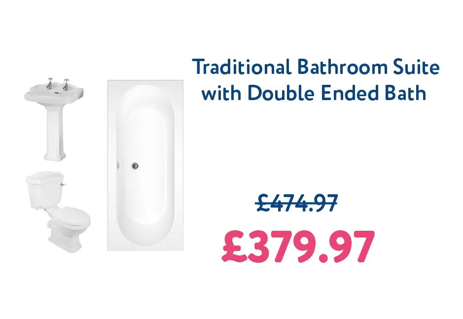 Abbey Traditional Bathroom Suite with Double Ended Bath - 1700 x 700mm