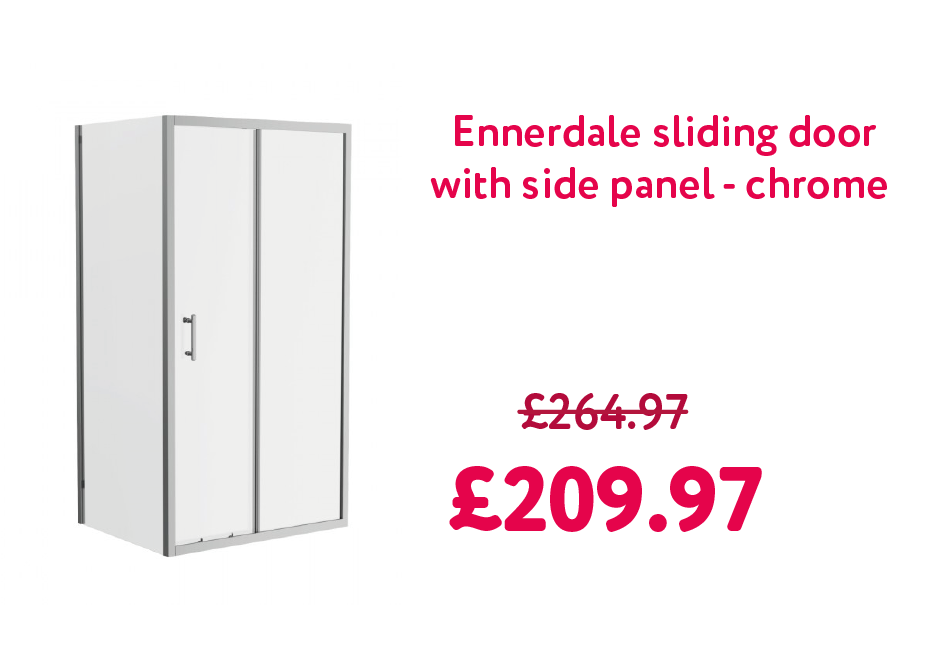 Ennerdale 1100mm Sliding Door with 900mm Side Panel - Chrome