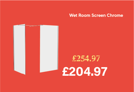 Wasdale 760mm Wet Room Screen with 700mm Wet Room Screen - Chrome