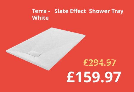 Terra - 1300x800mm  Slate Effect Rectangle Shower Tray White