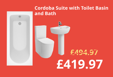 Cordoba Modern Bathroom Suite with Close Coupled Toilet and Essential Single Ended Bath - 1500 x 700mm - Front Bath Panel Included
