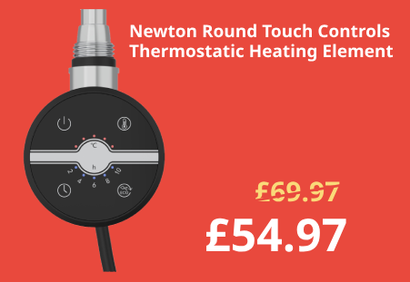 Newton Round Touch Controls Thermostatic Heating Element 1000W Black