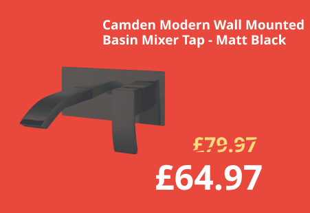 Camden Modern Wall Mounted Basin Mixer Tap Matt Black