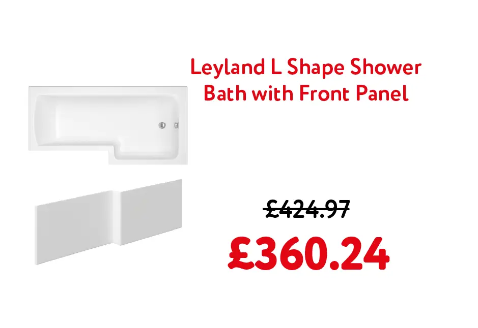 Leyland 1700mm L Shape Shower Bath Right Hand with Front Panel