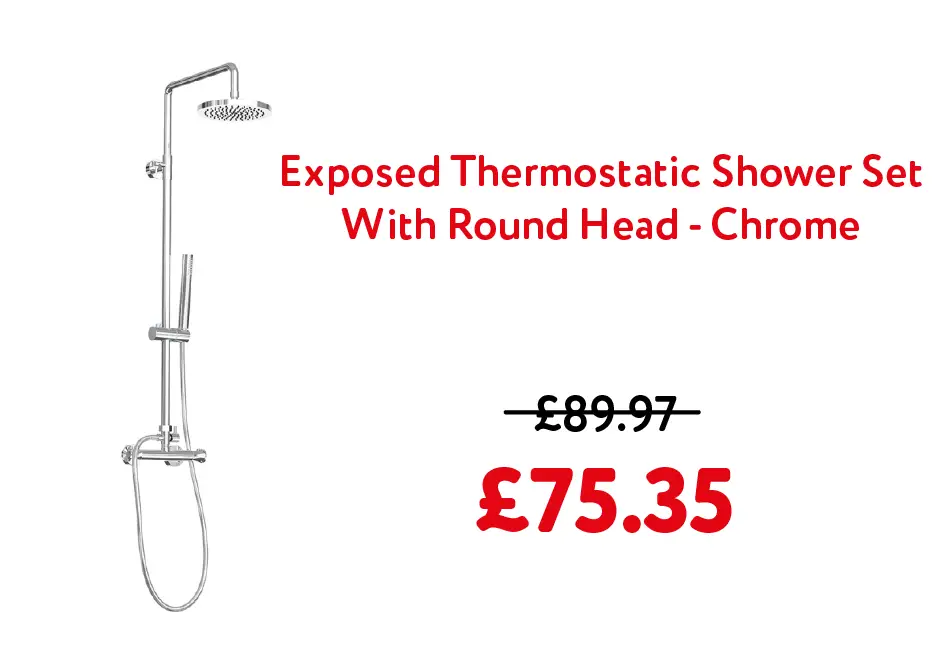 Como - Exposed Thermostatic Shower Set With Round Head - Chrome